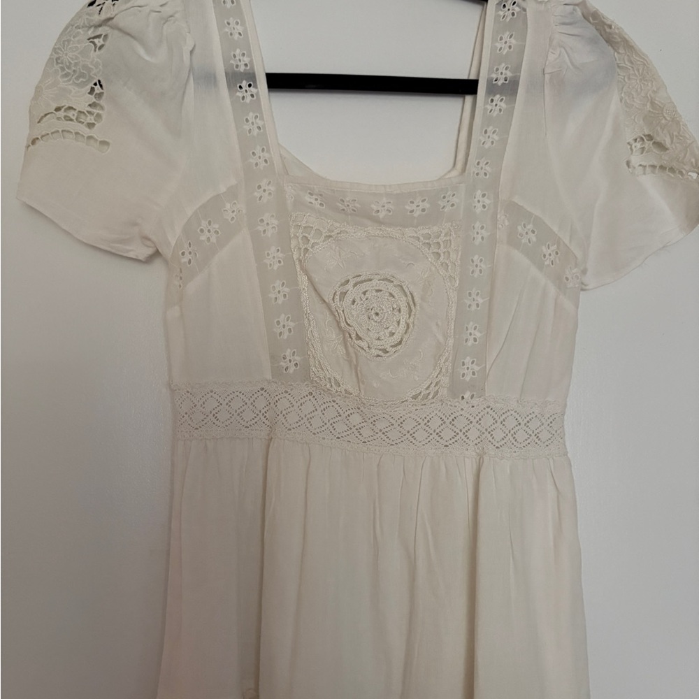 LoveShack Fancy Prairie Dress True White Size 00 New with Tags